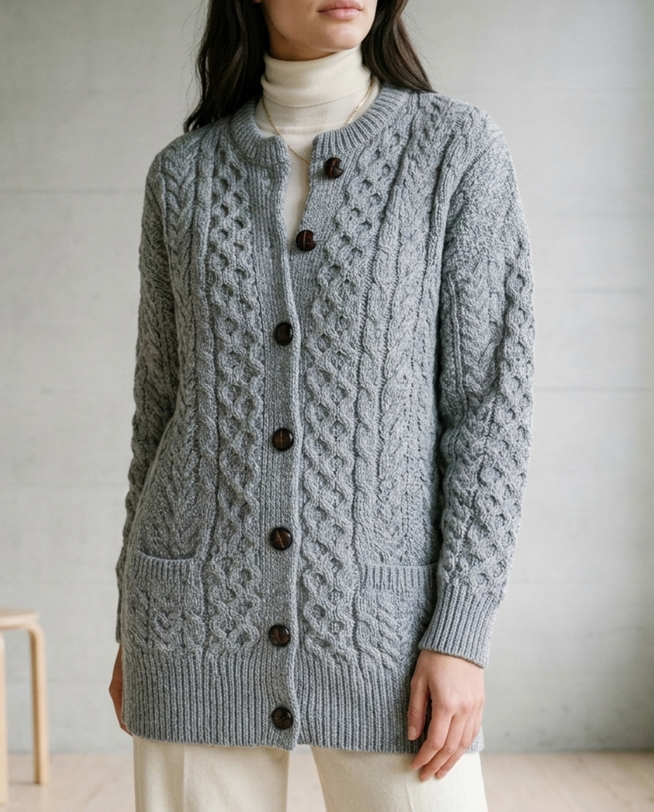 Antja | Cable Knit Button Cardigan