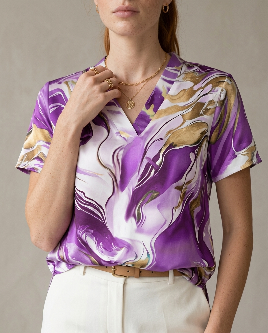 Ledina | Flowing V-Neck Button-Front Blouse
