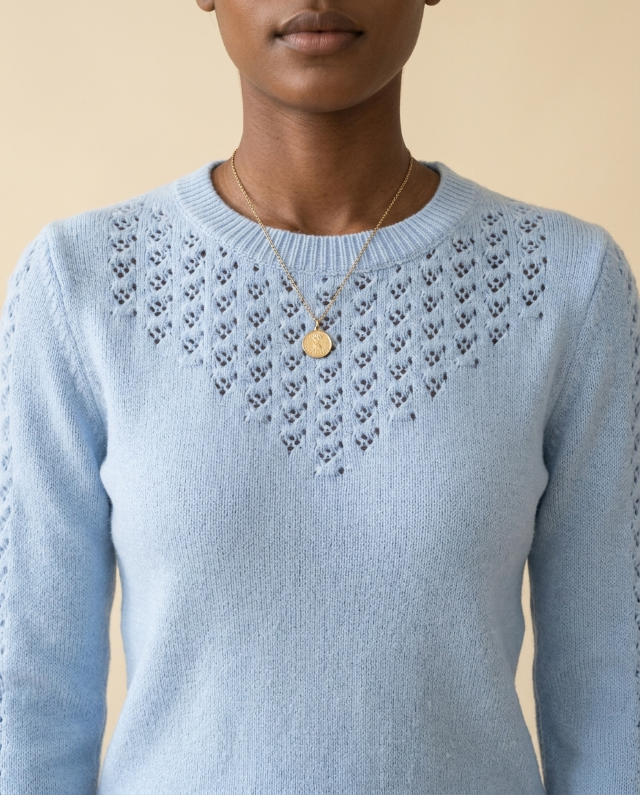 Nannia | Pointelle Crewneck Sweater