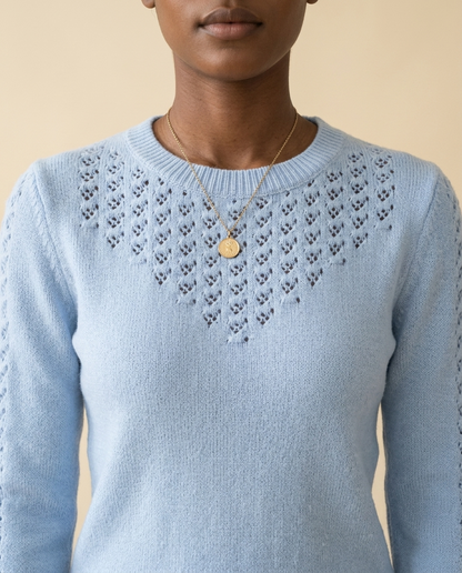 Nannia | Pointelle Crewneck Sweater