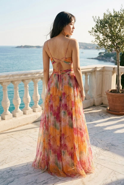 Isoldea | Floral Sleeveless Maxi Dress