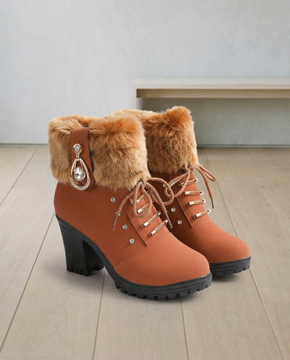 Yukia | Faux Fur Block Heel Boots