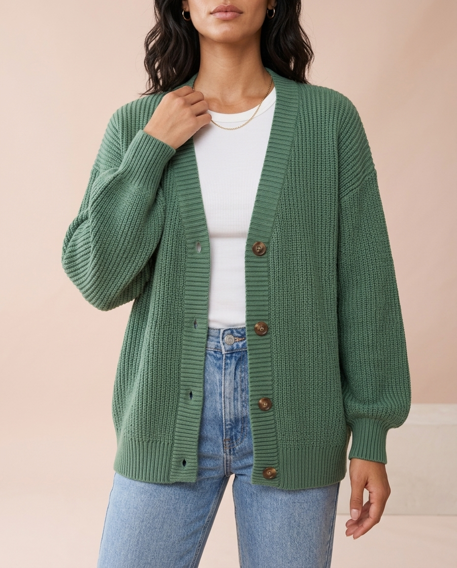 Unina | Ribbed Button Cardigan