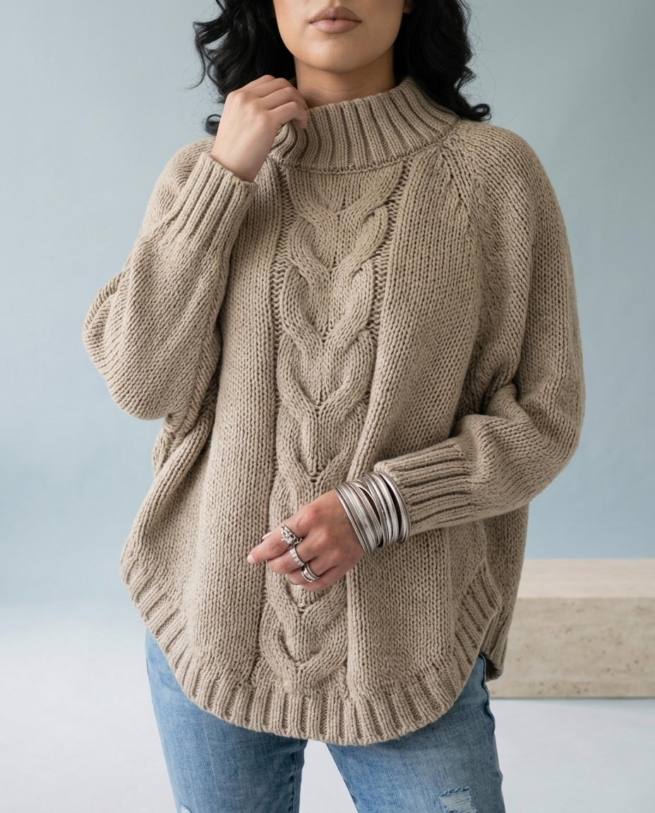 Jolina | Cable-Knit High-Neck Sweater