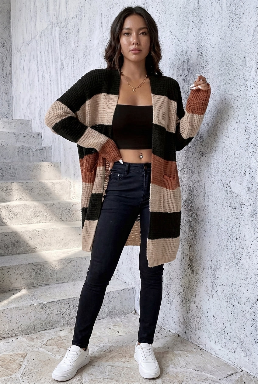 Runea | Colour-Block Longline Cardigan