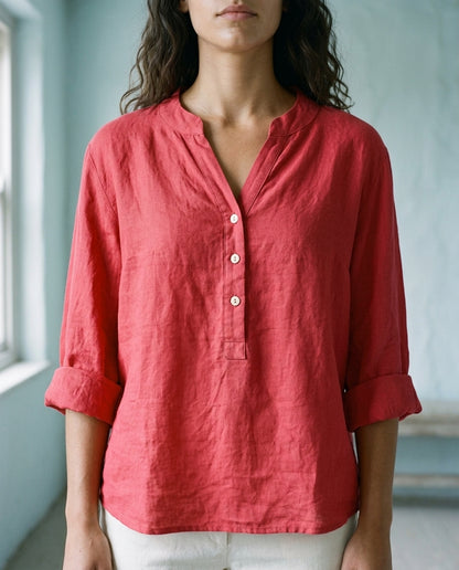 Maeva | V-Neck Button-Down Shirt
