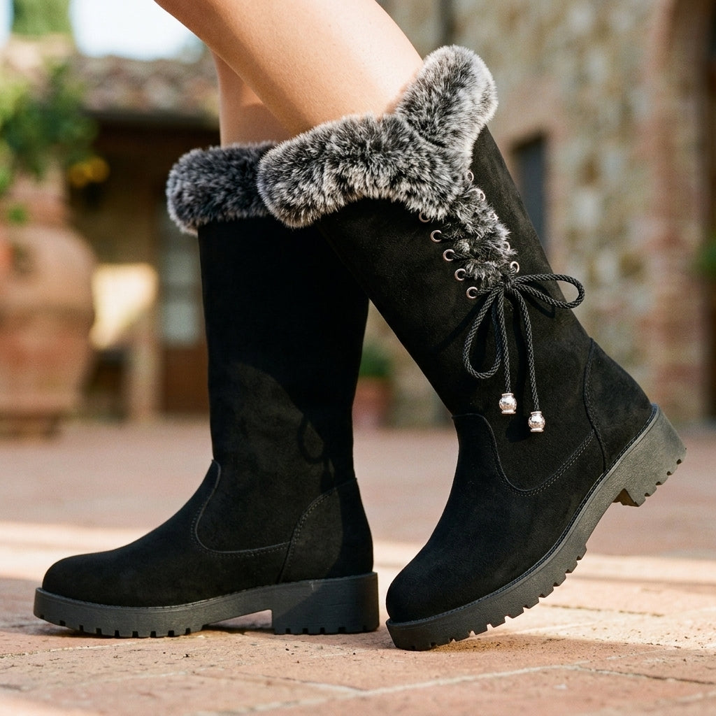 Wilmia | Fur-Trimmed Knee-High Boots