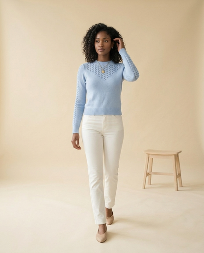 Nannia | Pointelle Crewneck Sweater