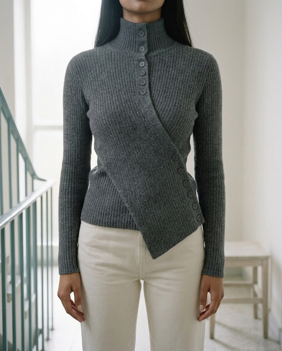 Zenia | Ribbed Wrap-Front Sweater