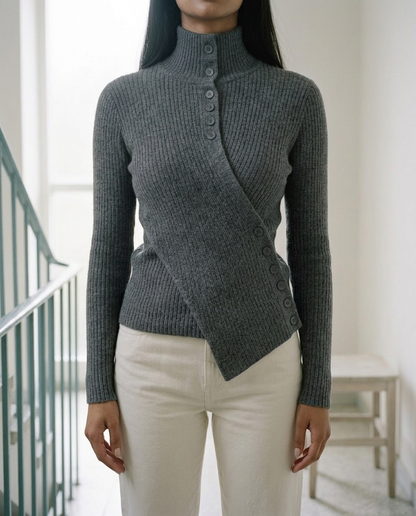 Zenia | Ribbed Wrap-Front Sweater