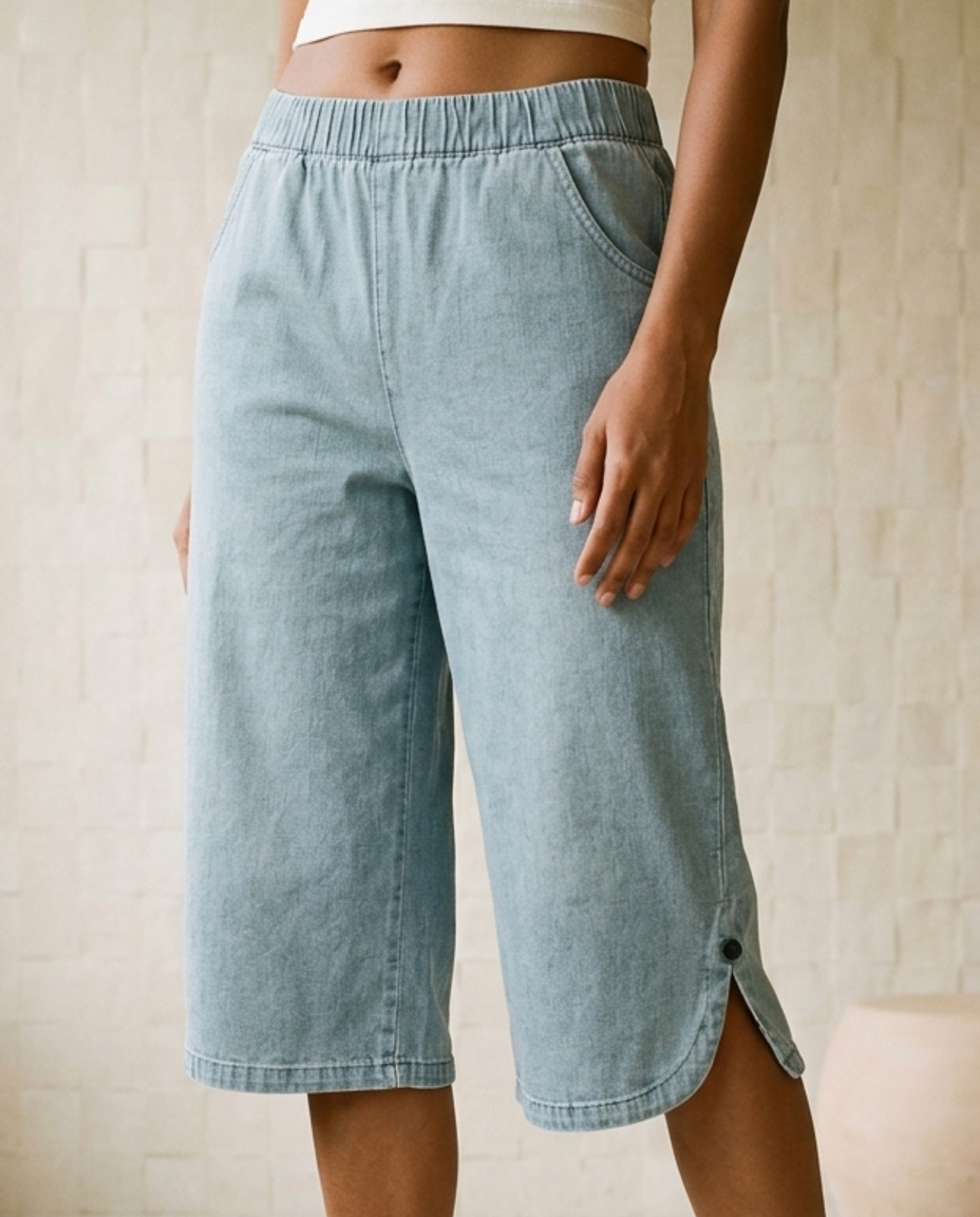 Vikya | Stretch Wide-Leg Capri Pants