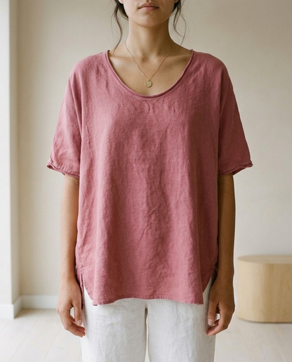 Ceitya | Draped Scoop-Neck Blouse