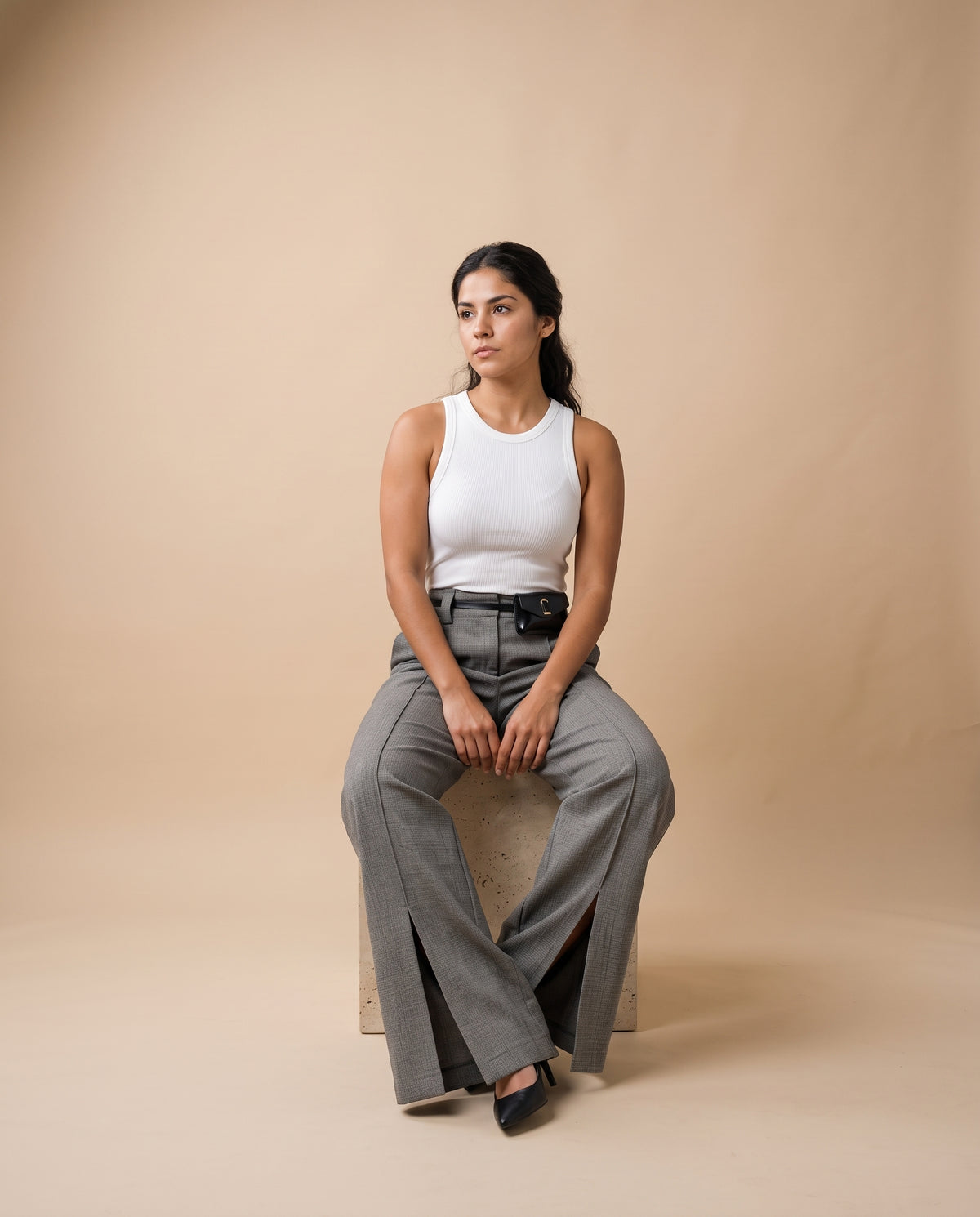 Hanora | Wide-Leg Slit Trousers