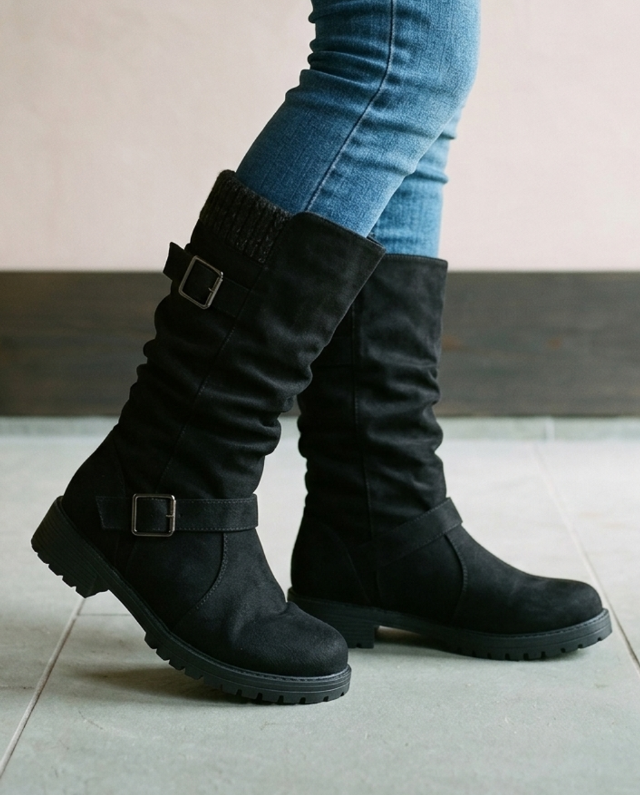 Griel | Slouchy Buckle Mid-Calf Boots