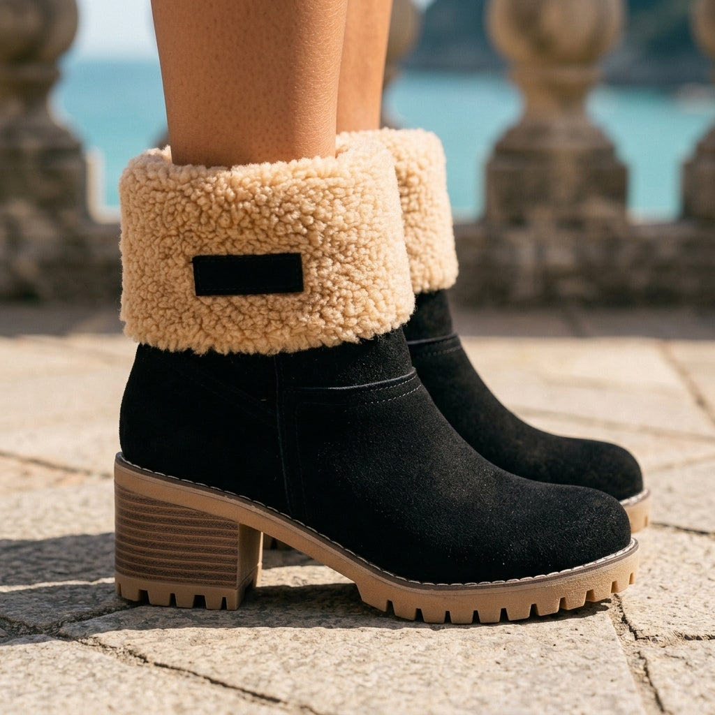 Karea | Plush Cuffed Ankle Boots