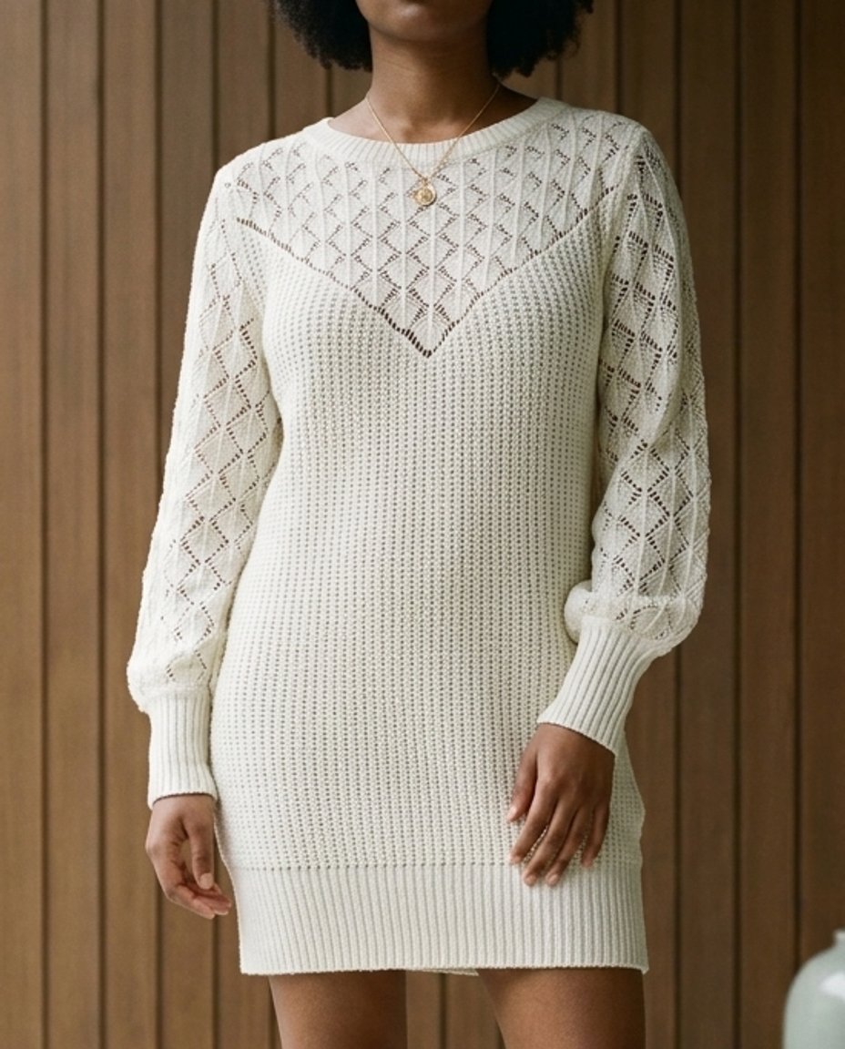 Monise | Openwork Knit Mini Dress
