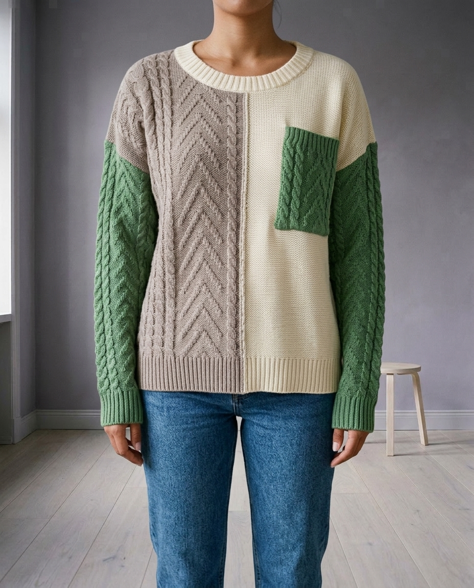 Adlyn | Colorblock Cable Sweater