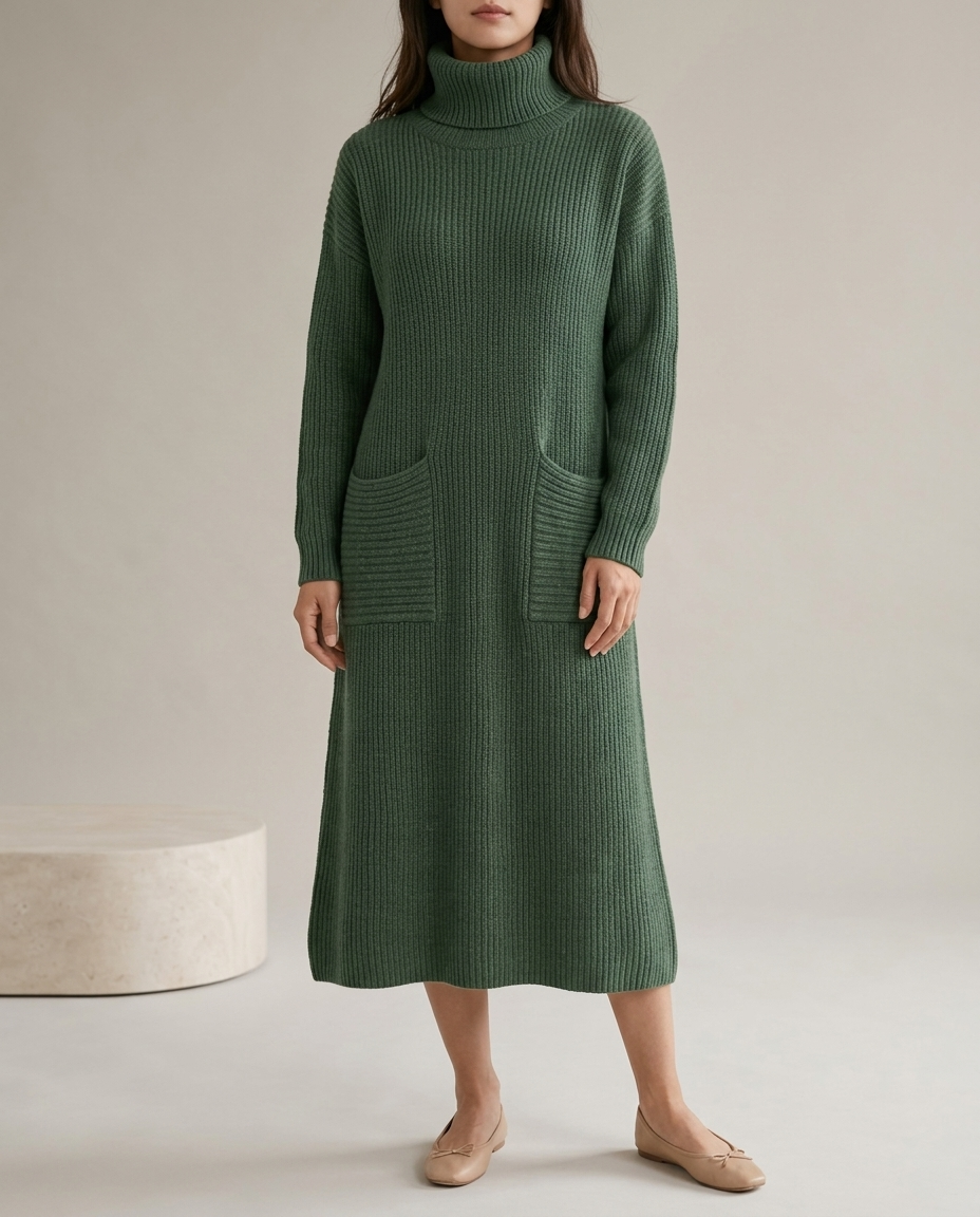 Dovina | Ribbed Turtleneck Sweater Dress