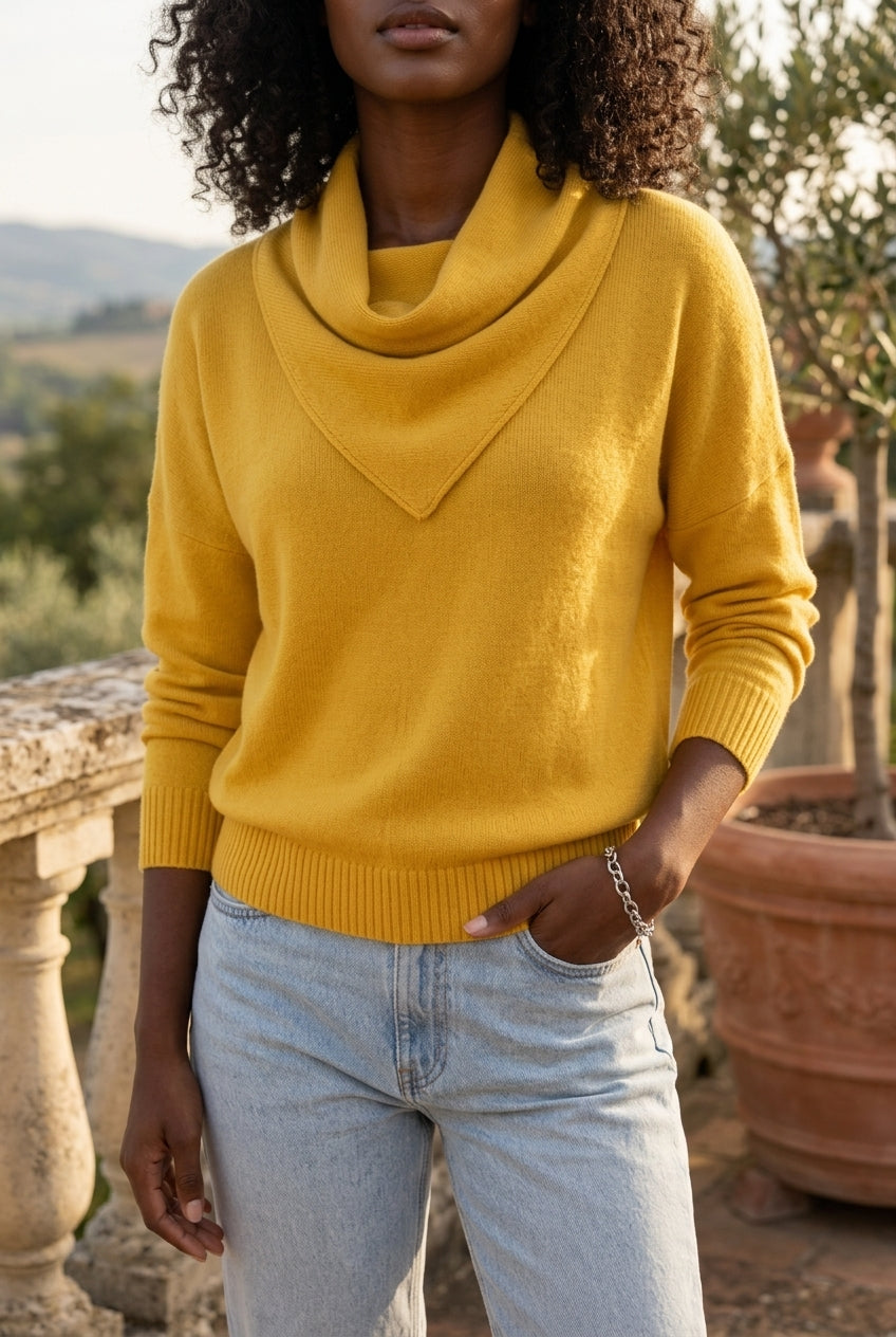 Velya | Draped Cowl Neck Knit Sweater