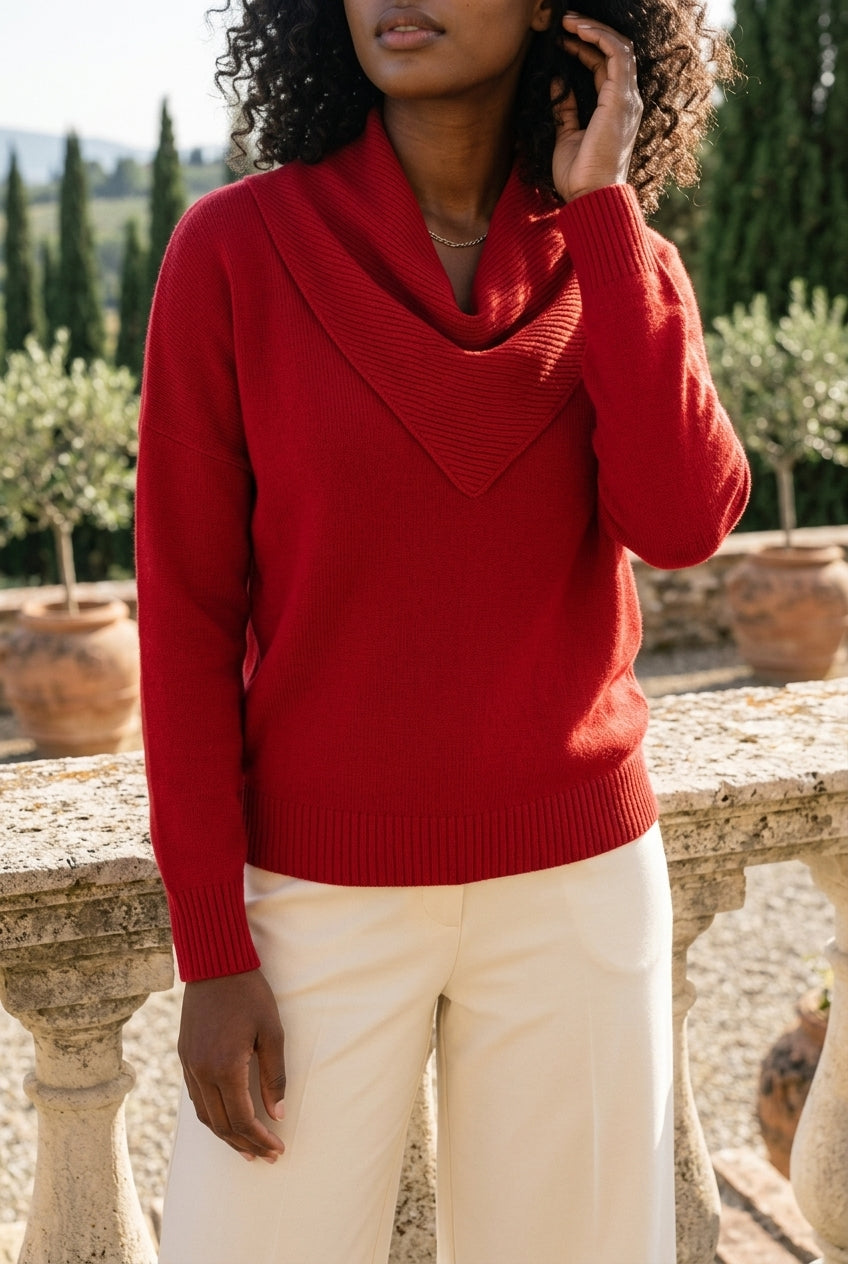 Velya | Draped Cowl Neck Knit Sweater