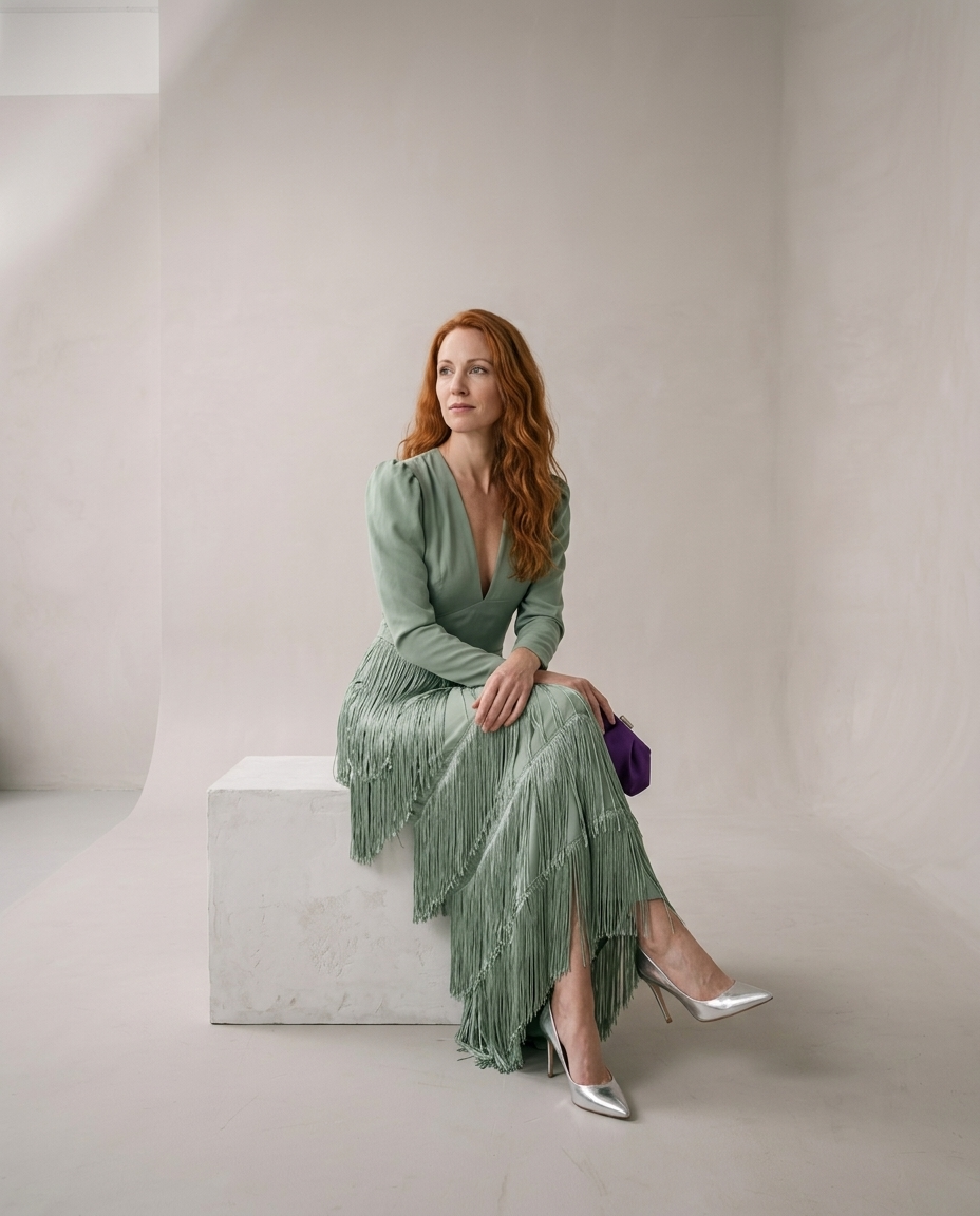 Miriel | Fringe Flowy Midi Dress