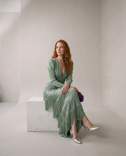 Miriel | Fringe Flowy Midi Dress