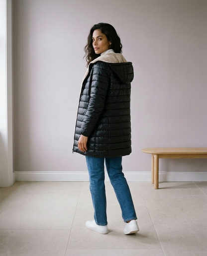 Verise | Quilted Longline Hooded Coat