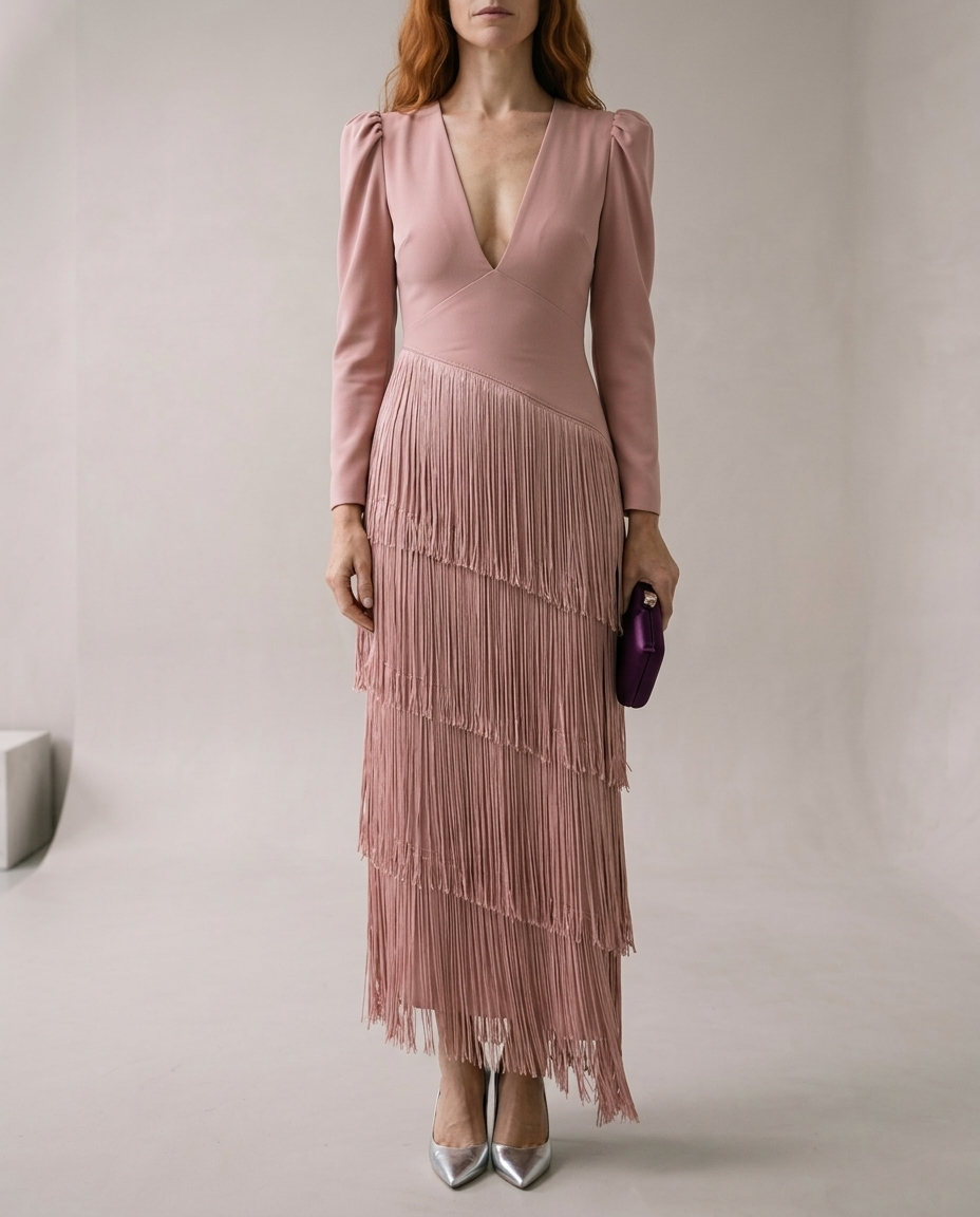 Miriel | Fringe Flowy Midi Dress