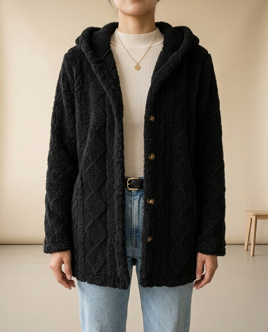 Imana | Textured Button-Front Hooded Jacket