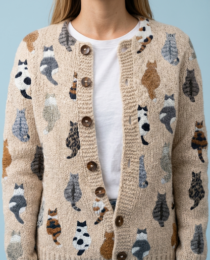 Pipia | Button-Front Cat Cardigan