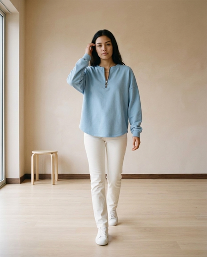 Tuvea | Quarter-Zip Crew Neck Sweatshirt