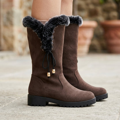 Wilmia | Fur-Trimmed Knee-High Boots