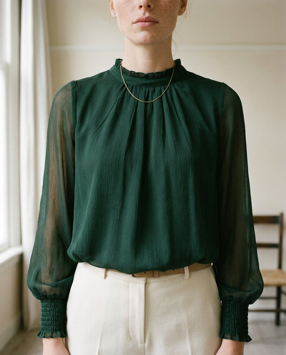 Yarya | Stand-Collar Long-Sleeve Blouse