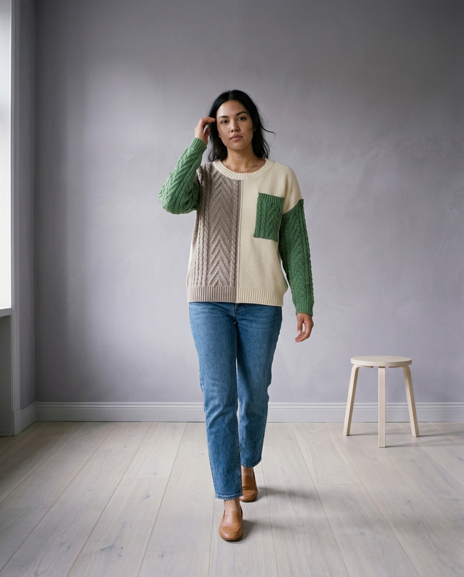 Adlyn | Colorblock Cable Sweater