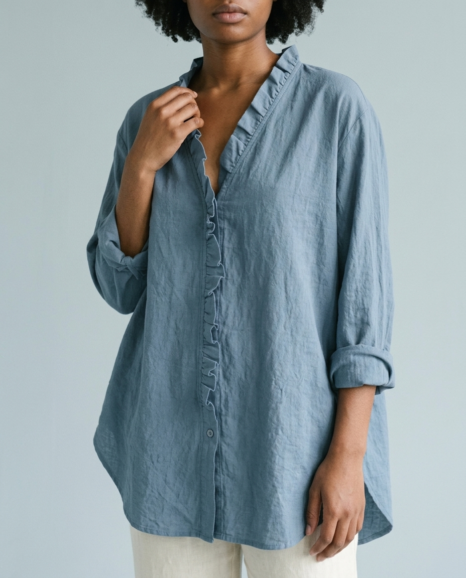 Ronine | Ruffle V-Neck Blouse