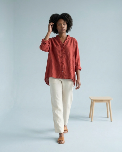 Ronine | Ruffle V-Neck Blouse