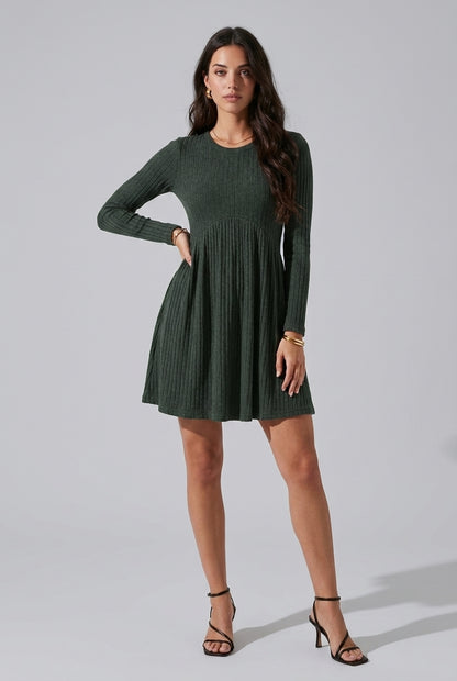 Taline | Rib Knit Flared Midi Dress