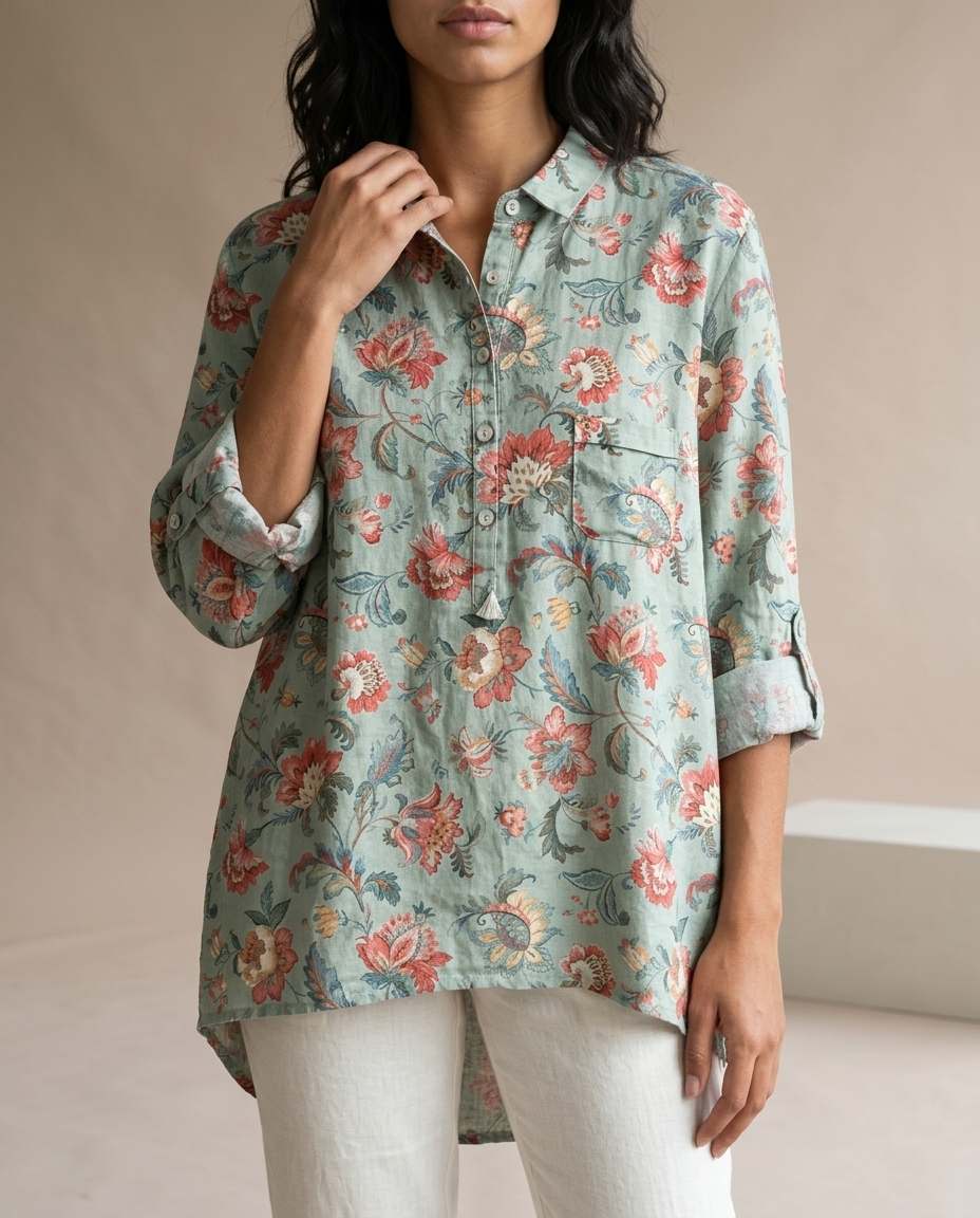 Katise | Floral Button-Front Blouse