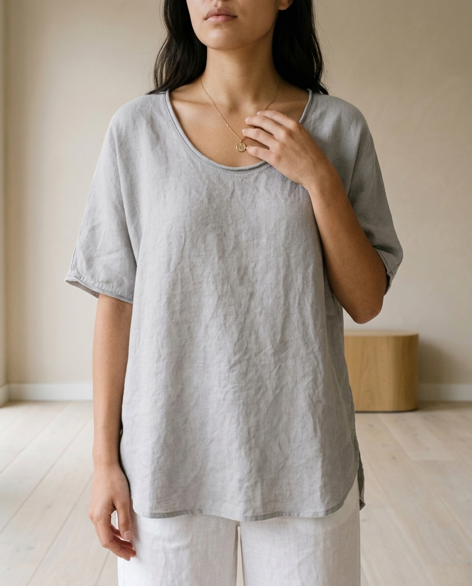 Ceitya | Draped Scoop-Neck Blouse