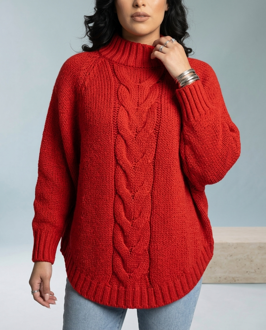 Jolina | Cable-Knit High-Neck Sweater