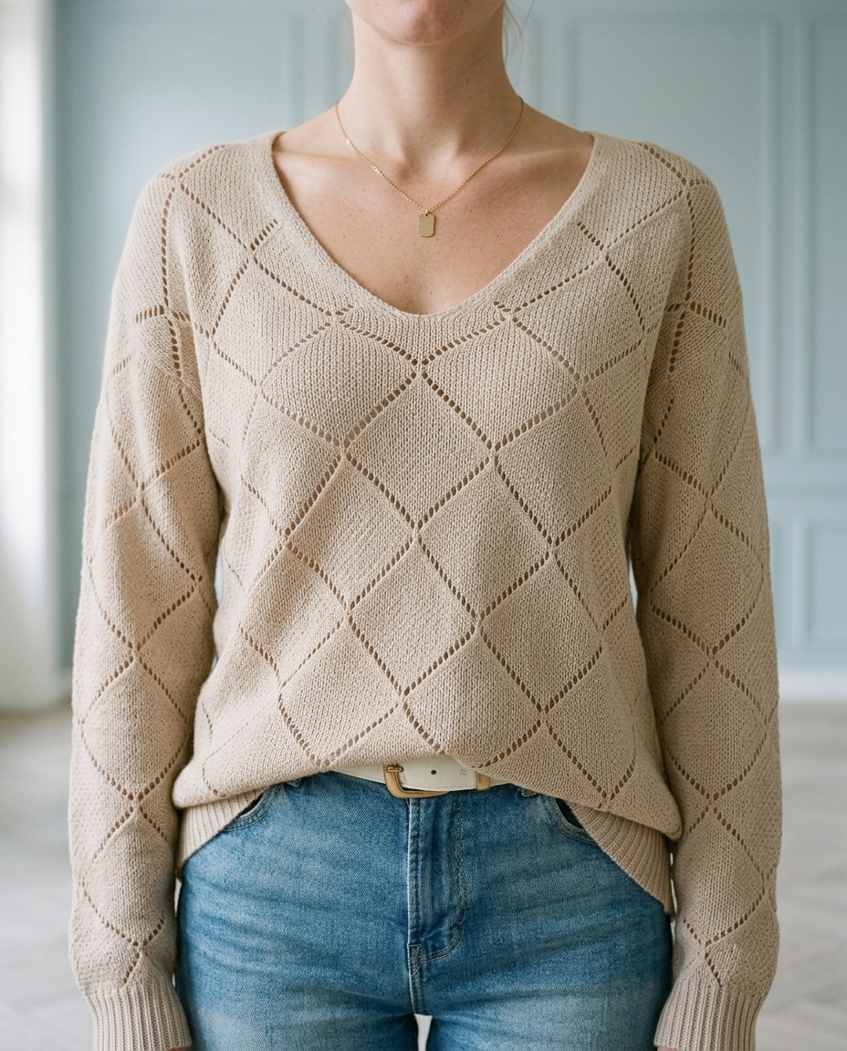 Ranis | Openwork V-Neck Sweater
