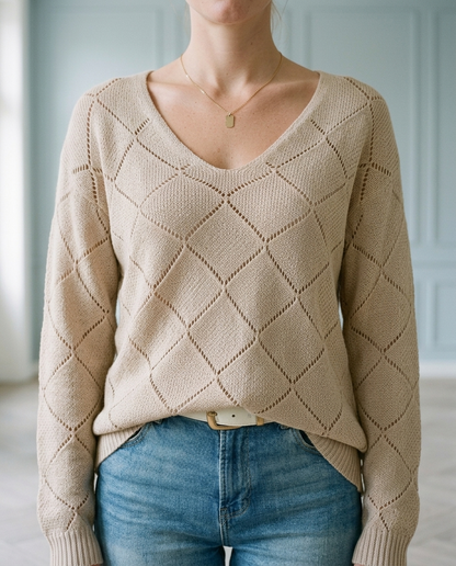Ranis | Openwork V-Neck Sweater