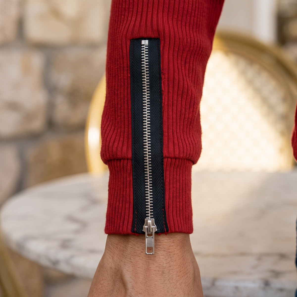 Ursora | Ribbed Asymmetric Zip Top