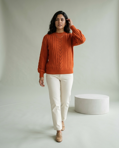 Eirlyn | Cable Knit Eyelet Sweater