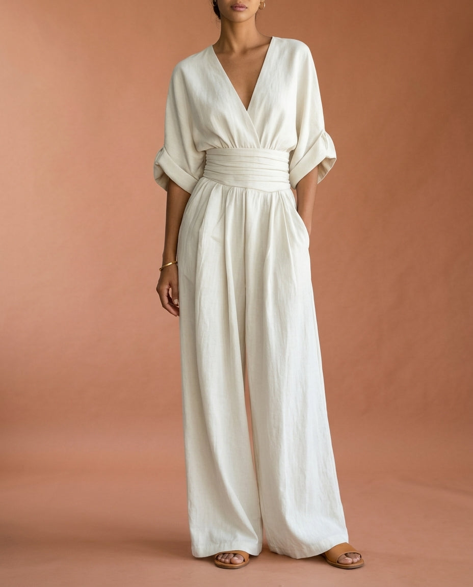 Zarea | Wide Sleeve V-Neck Jumpsuit