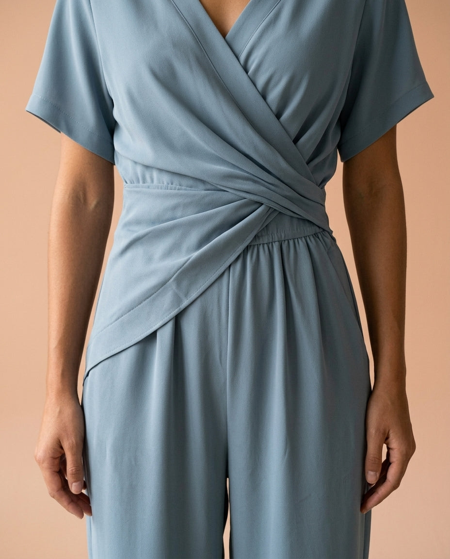 Hania | Draped Wide-Leg Jumpsuit
