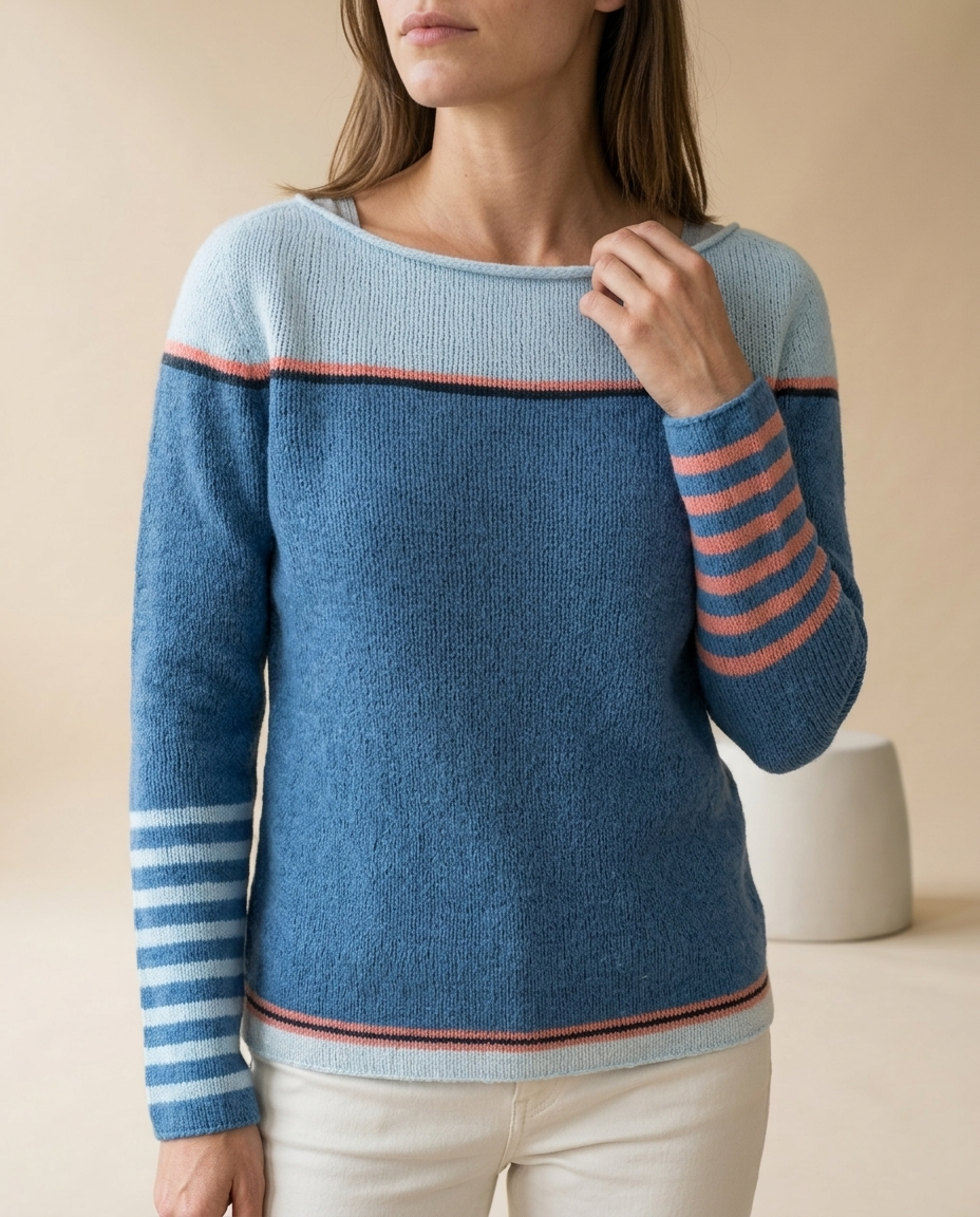 Eirea | Color-Block Boat Neck Sweater