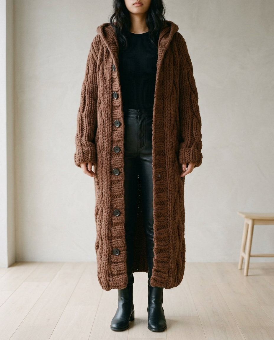 Ilkiel | Chunky Cable Knit Hooded Cardigan