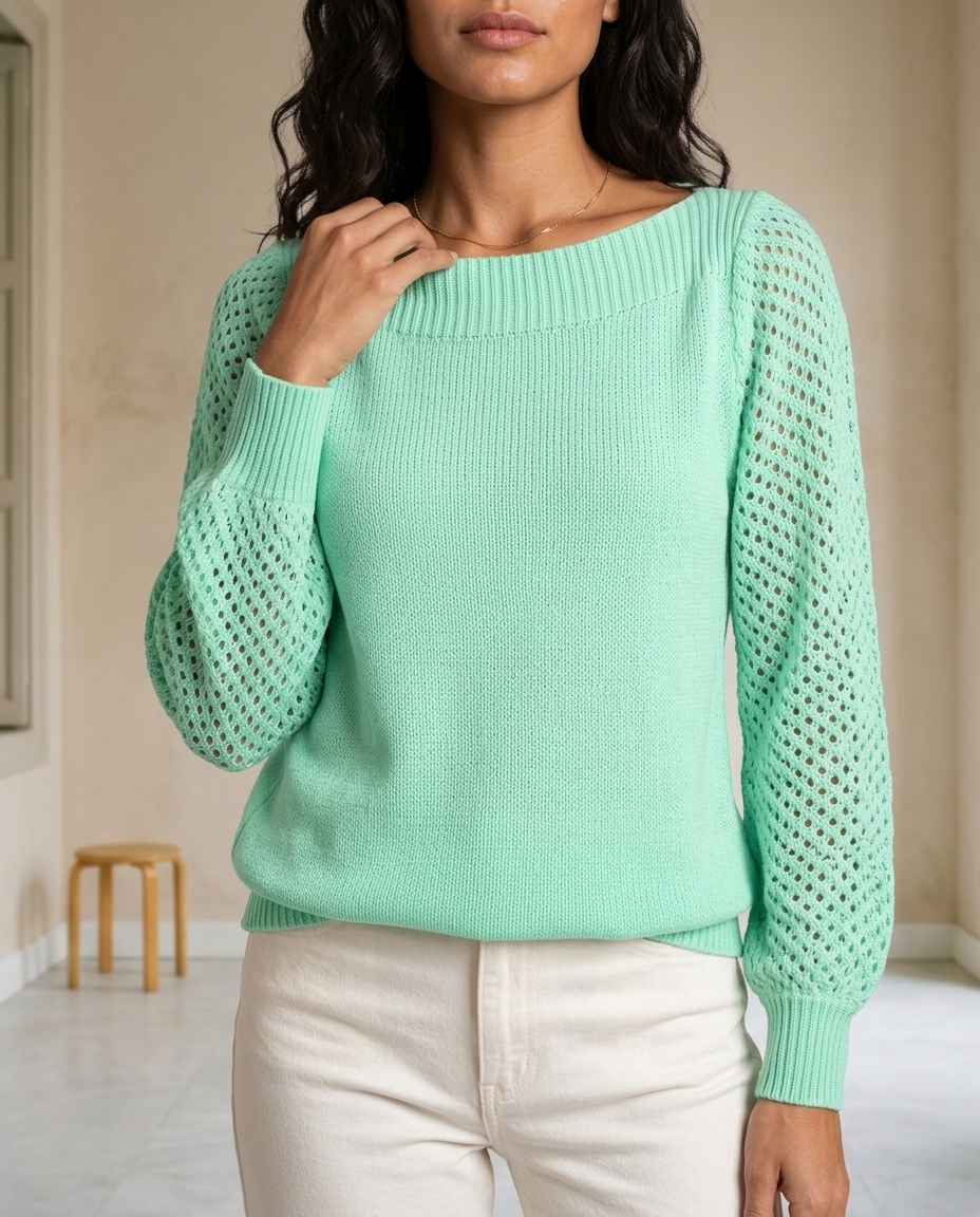 Ovora | Openwork Boat-Neck Sweater