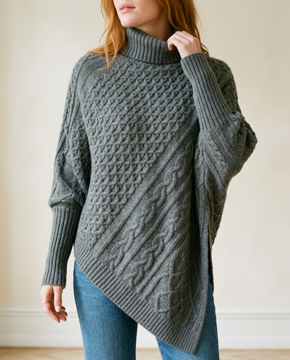 Yanina | Cable-Knit Turtleneck Poncho